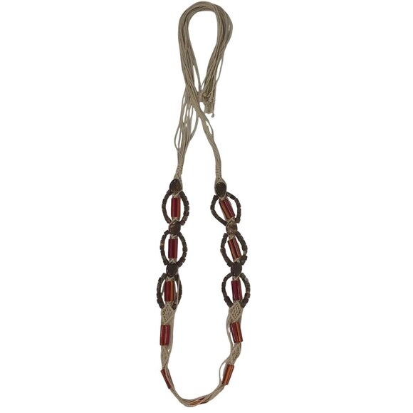 Vintage Y2K Macrame Beaded Bohemian Fairy Grunge Coastal Cowgirl Hippie Tie Belt - Picture 4 of 7